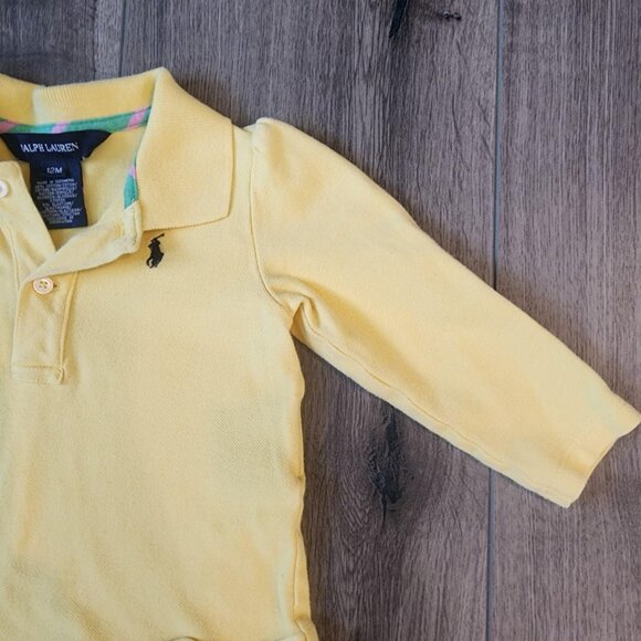 Ralph Lauren Dress Girls 12M Yellow Long Sleeve Polo Pleated Skirt Classic Logo - Picture 4 of 12